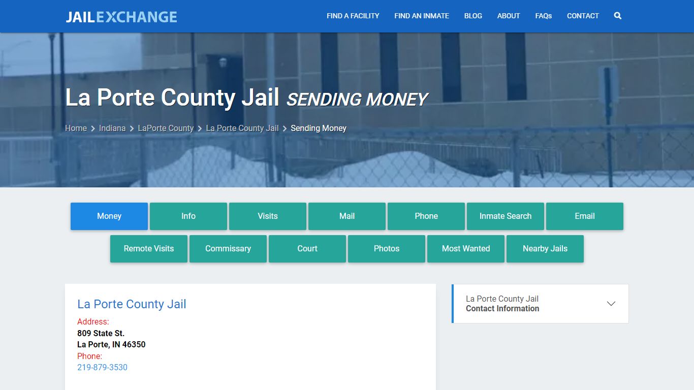 Send Money to Inmate - La Porte County Jail, IN - Jail Exchange